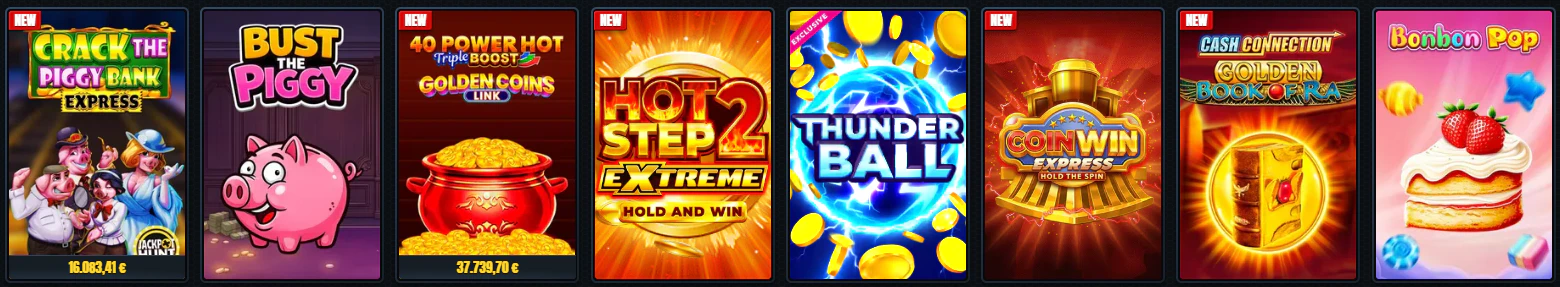 Selección de tragamonedas y slots online disponibles en Glorion Casino